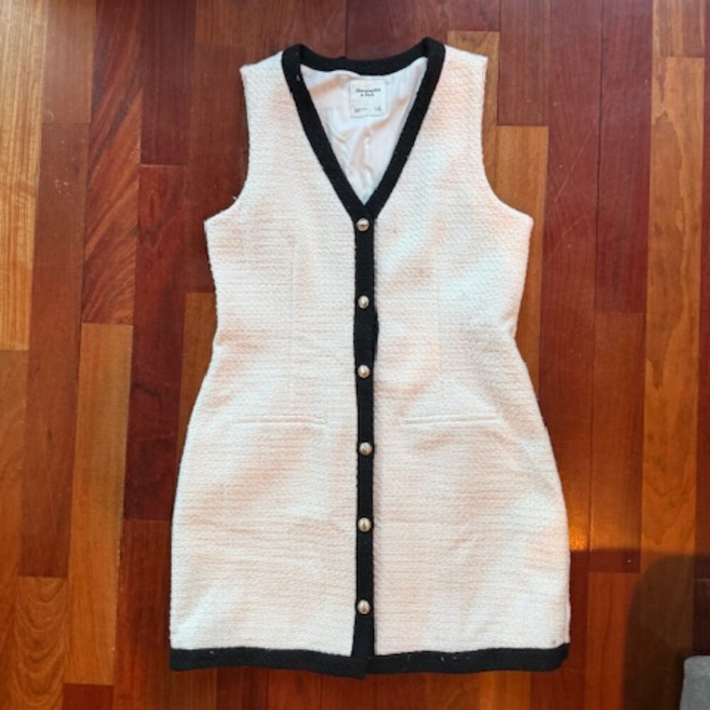 A&F Mara Tweed Vest Mini Dress in Cream
